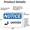 Signmission Sanitizer Sign With Symbol, 10 in W x Rectangle, Vinyl Decal OS-2PACK-NS-D-710-L-18240 - alternate 3